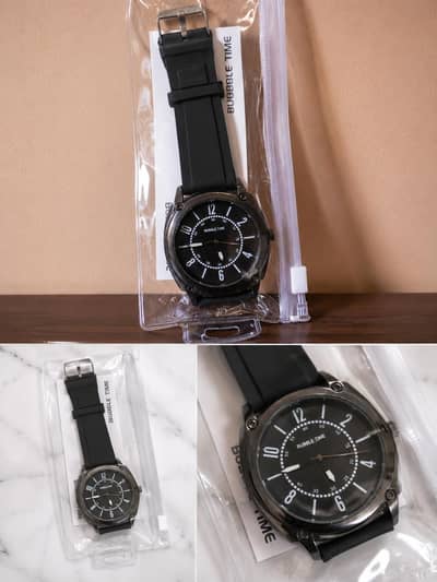 bubble time black analog wrist watchfor men