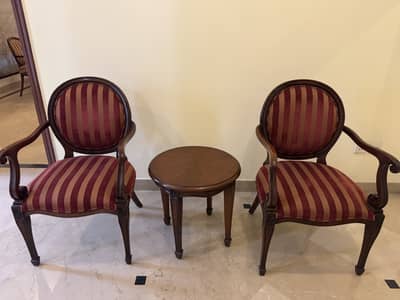Two chairs and table set