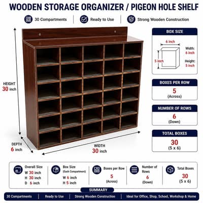 wooden shelves storage organizer with multiple compartments