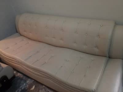 5 Seater Sofa Set 3+1+1 | Cream Leatherette Sofa |