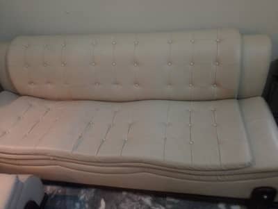 5 Seater Sofa Set 3+1+1 | Cream Leatherette Sofa |