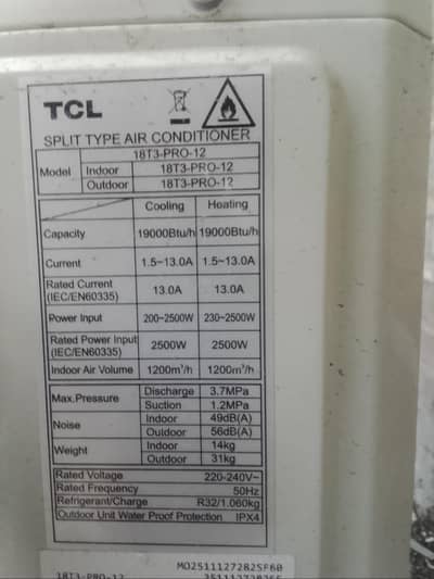Tcl 18 T3 pro latest model big indoor wala