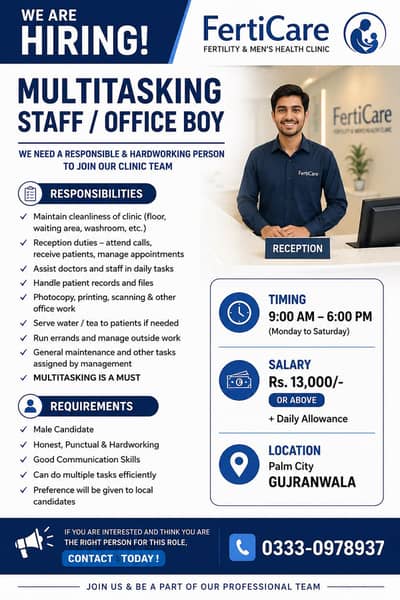 Office boy multi tasking
