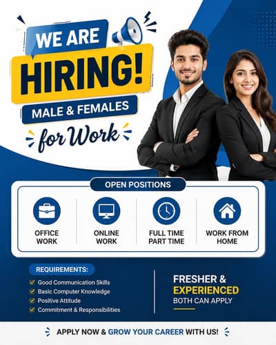 we are  hiring staff male and female for office work and online