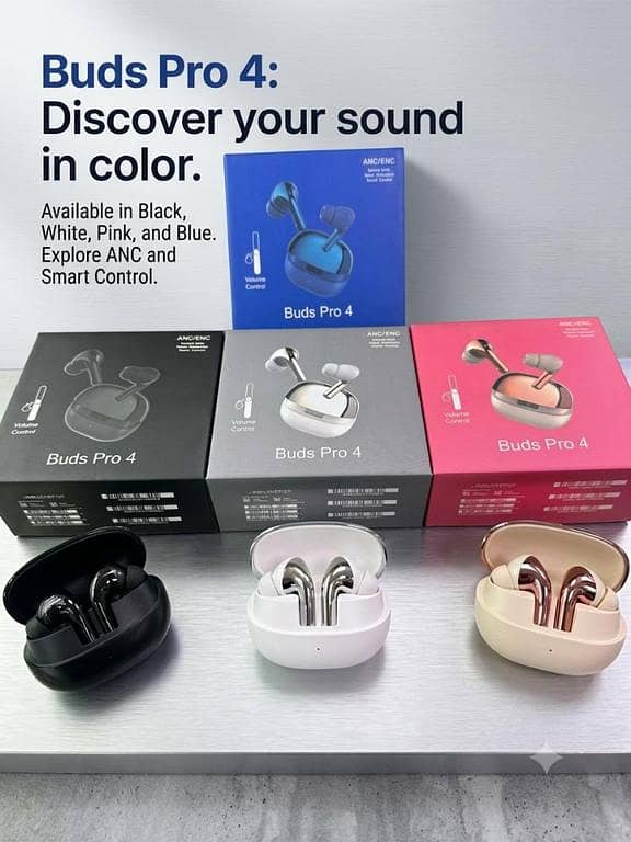 Buds 4 Pro Wireless Earbuds Bluetooth 5.3 | Type C | ENC | Deep Bass | Touch Control