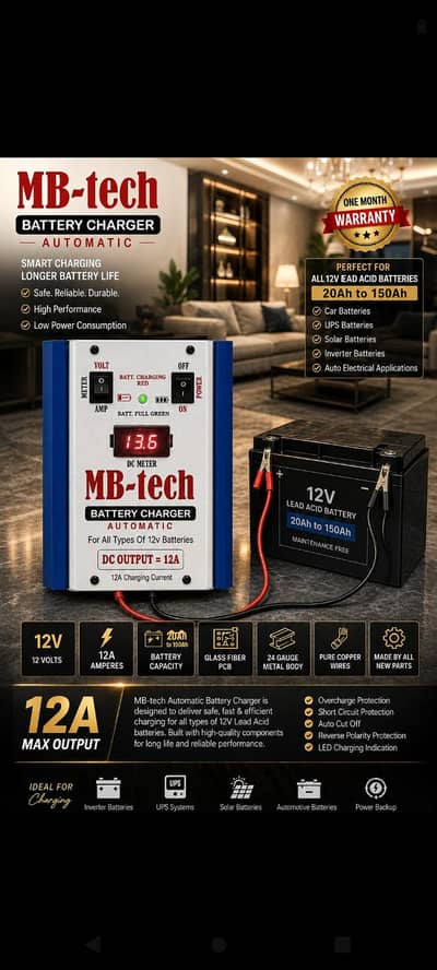 12V Battery Charger upto 150 amp Batteries