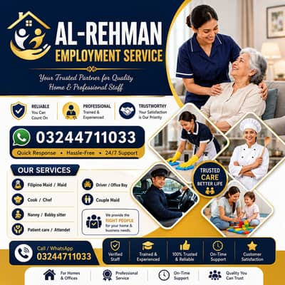 Maid, Nanny, Cook, Driver & Patient Care Services | Verified Staff