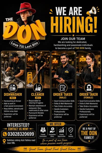 Staff required for restaurant