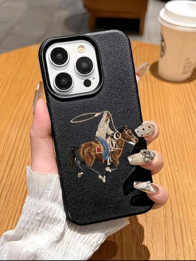 iPhone 16 Pro Polo Horse Leather Case – Black