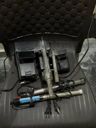 2 aquarium filters and 2 heaters