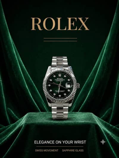 Rolex Datejust Style Watch for Men | Green Dial Stainless Steel Wrist