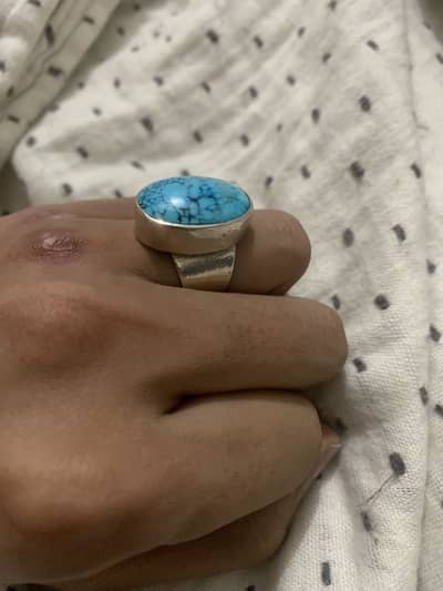 Blue Irani Hussaini Feroza. Silver Ring for Sale
