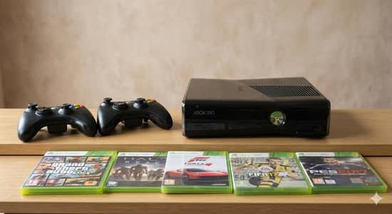 xbox 360 slim jailbreak with 5 CD and 2 controller