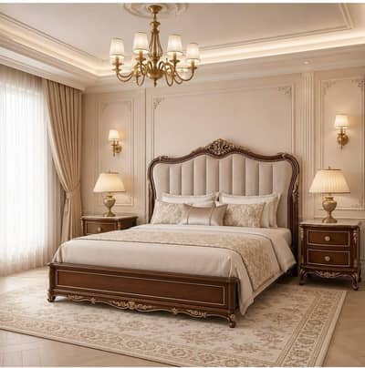 luxury wooden king size bed set far sale premium quality