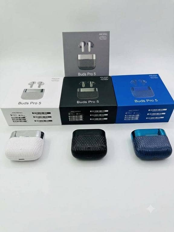 Buds Pro 5 TWS Wireless Earbuds with Metallic Gloss Case & Touch Control
