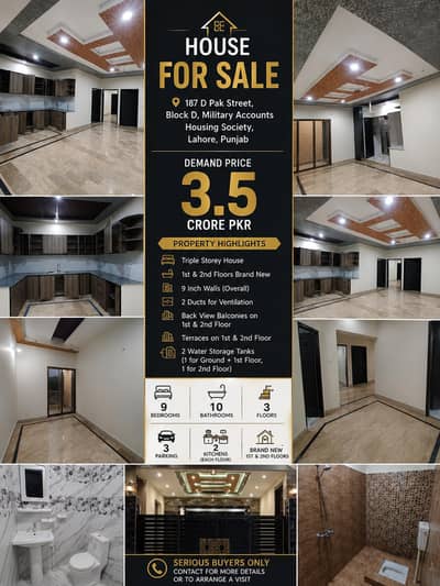 New Triple Story House For Sale - Military Accounts Housing Society