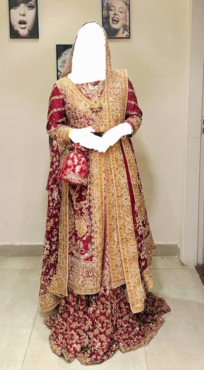 Bridal Barat Dress Deep Red | Heavy Embroidery | Lehenga Set |