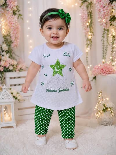 14 august suits Girl embroidery shirt trozer