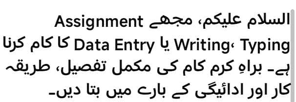 Online Assessment work writing and data i entry