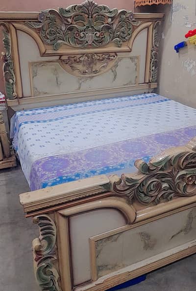 king size wooden bed with dressing table