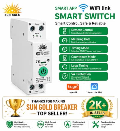 Din Rail WIFI Circuit Breaker 63A voltage  protection with metering