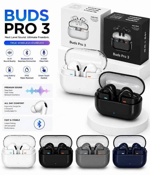 Buds Pro 3 Bluetooth Wireless Earbuds Touch Control And Excellent Sound Quality