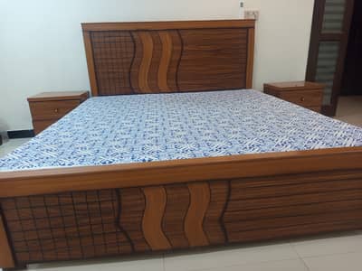 Double bed with mattress and 2 Side tables
