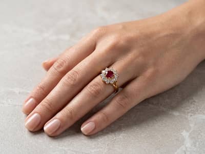 Luxury Ruby Flower Halo Ring | Elegant Gold Statement Ring for Women
