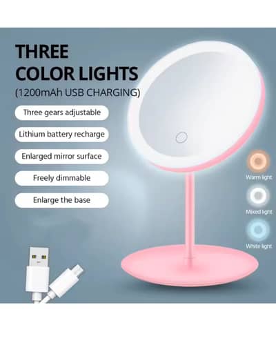Makeup Mirror With Led Light Foldable With USB Cable Cosmetic Mirror