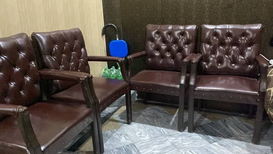 8 Premium Wooden Chairs with Leather seats- Excellent Condition