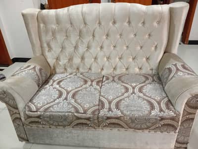 7-Seater Sofa – Velvet Fabric (Beige)