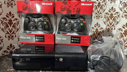 Xbox 360 Slim Pro Console Bundle | 2 Wired Controllers | Power Supply