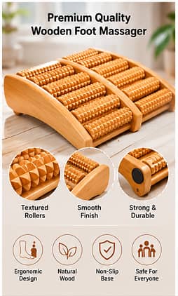 Wooden Foot Massager Roller | Foot Pain Relief | Acupressure Massager