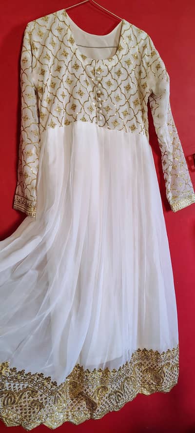 white long maxi frock 3pcs