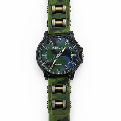 Swiss Army Military Camouflage Watch-Quartz green Watch Excellent Cond