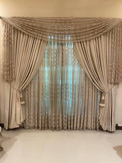 Beige Premium Curtain Set – Complete with Rod & Accessories