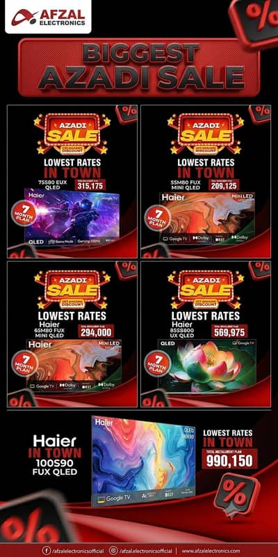 haire QLED AND MINI QLED AVAILABLE FOR EASY MOTHLY INSTALLMENT