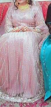 Long pink Maxi festive dress with can-can having net fabric
