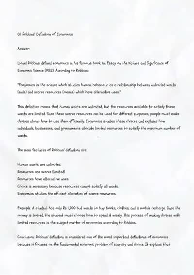 Robbins' Definition of Economics