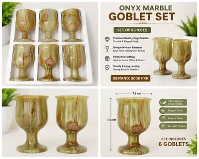 Onyx Marble Glass Set (6, 3x5 inches)