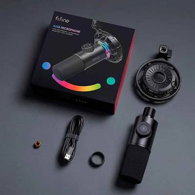 Fifine K658 USB Dynamic RGB Microphone (Complete Box)