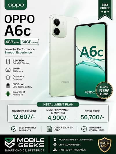 Oppo A6c 4GB 64GB – Easy Monthly Plan 12607