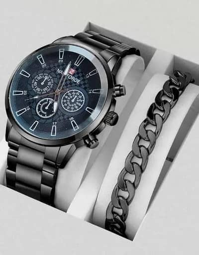 Pack of 2 Watches for Men Stainless Steel Strap Quartz Watch Business