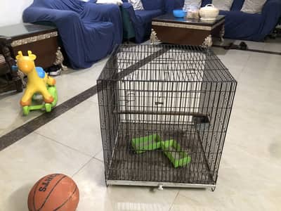 Heavy Duty Black Parrot Cage 2x2x2 Feet - Good Condition