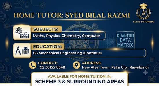 Experience Home Tutor Available In Scheme Three Rawalpindi