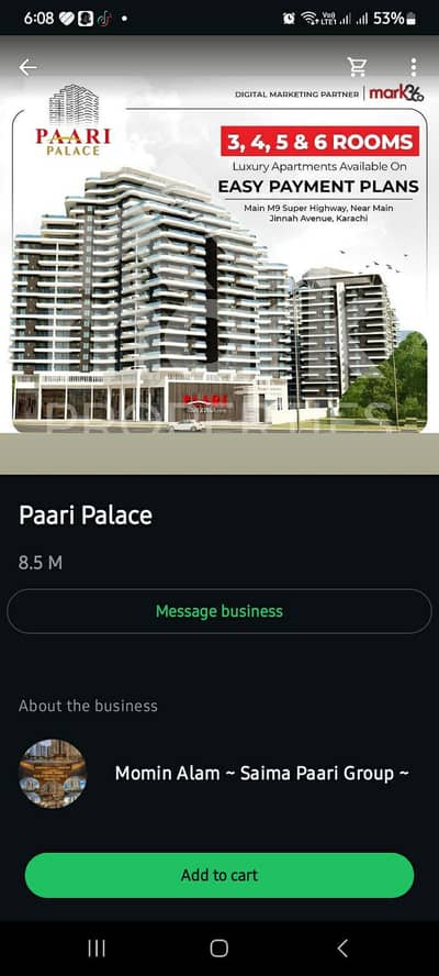 Saima Paari Palace Jinnah Avenue Apartment in discounted rates