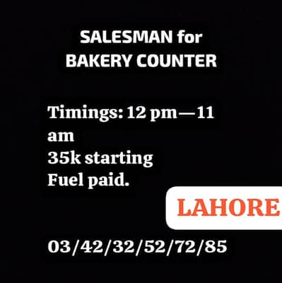 SALESMAN for BAKERY COUNTER
