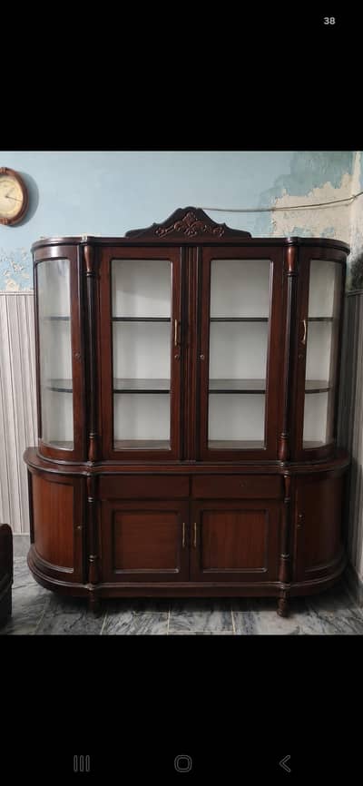 Solid sheeshan Woodem Crockery cabinet with Glass door