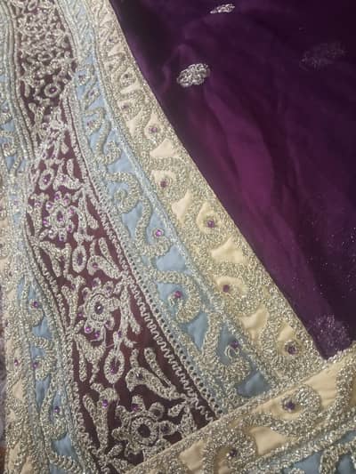 Heavy Embroidered 3 Piece Formal Suit Lehnga  Purple Grey - Medium