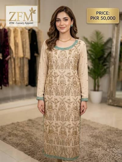 Discounted ZFM Luxury Designer Formal Wedding fully worked dress